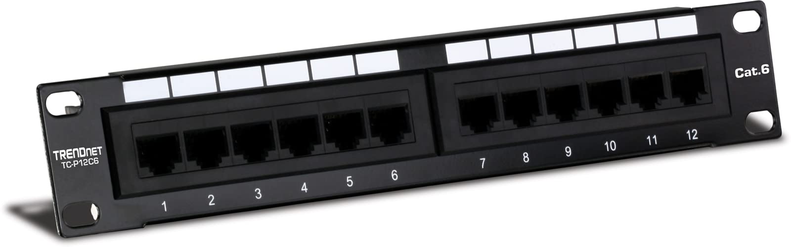 TRENDnet TC-P12C6 12-Port Cat. 6 Unshielded Patch Panel (10" wide) Black