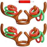 Uniqhia Two-Player Inflatable Reindeer Antler Ring Toss Game for Xmas Party (2 Antlers 16 Rings)