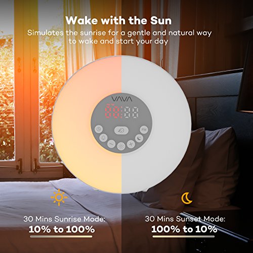 Smart Sunrise Alarm Clock VAVA Wake Up Light with 7 Colors Switch and FM Radio for Bedrooms 6