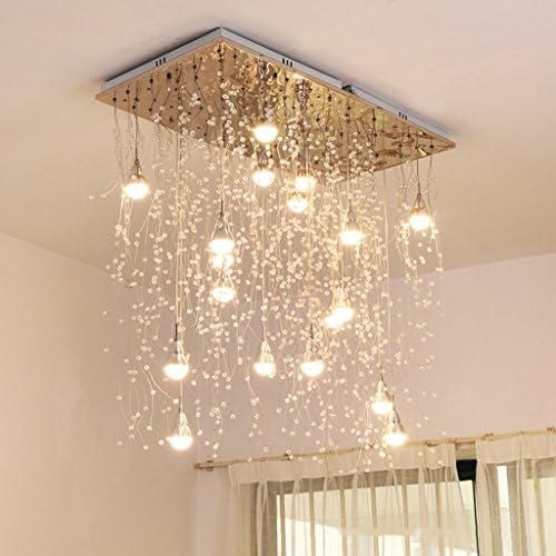 William 337 Modern LED Crystal Pendant Lamp Restaurant Chandelier Rectangle Bedroom Living Room Ceiling Lamp Lighting (Size : 150cm)