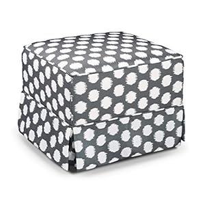 Storkcraft Polka Dot Upholstered Ottoman, Gray/White, Cleanable Upholstered Comfort Rocking Nursery Ottoman