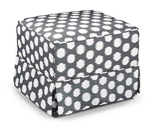 Stork Craft Polka Dot Upholstered Ottoman, Gray/White