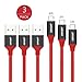 USB Type C Cable,JianHan 3 Pack USB A to USB-C Braided Cord Fast Charging Type-C Charger Cable for Samsung Galaxy S9,S8,S8 Plus,Note 8,LG G6 G5 V20 V30,Nexus 6P,5X,Nintendo Switch (1ft /3ft /6ft Red)