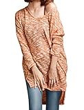 Allegra K Ladies V Neck High Low Hem Side Split Batwing Sleeve Loose Tunic Shirt