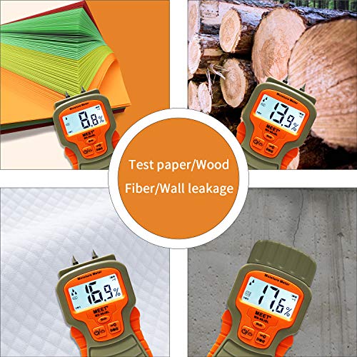 Pin & Pinless Moisture Meter, Digital Wood Moisture Tester, Non-invasive Pad + Pin Sensors Detector for Concrete, Drywall, Paper, Carpet, Backlit LCD Display with Audible Alarm - Thumbnail 4