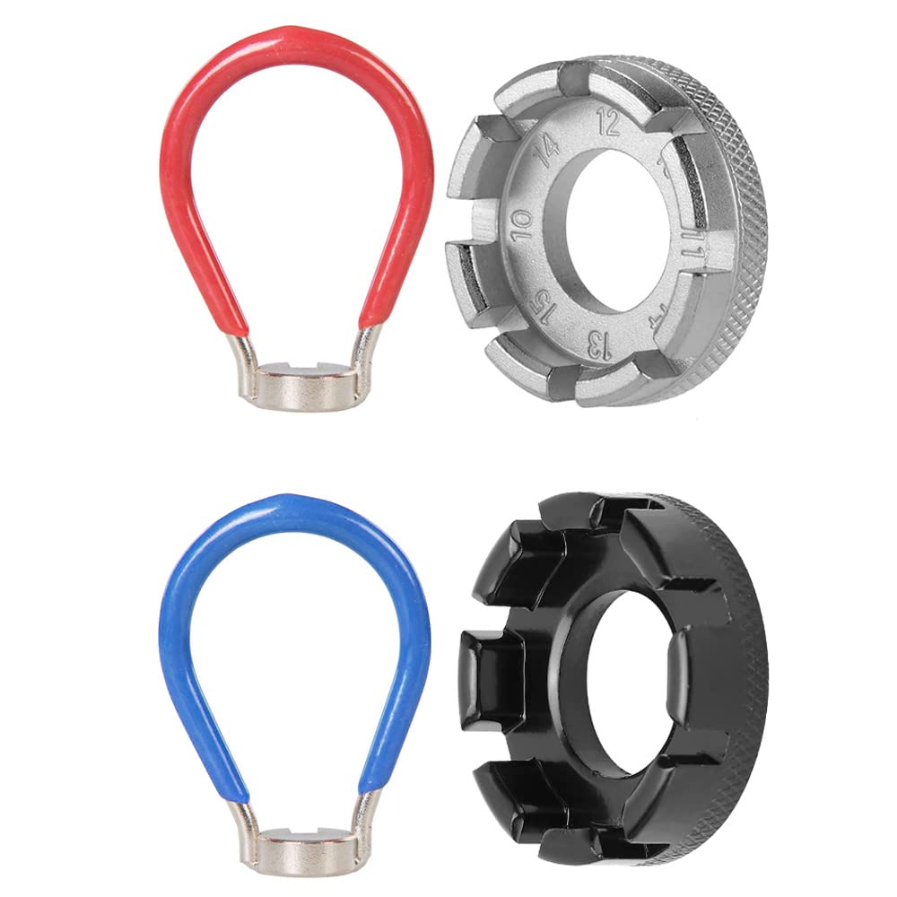 Saipor 4pcs Bike Spoke Wrench Tool Bicycle Wheel Spoke Truing Tool Bike Rim Correction Kit Spoke Adjuster for Adjust Cycling Wheel Tension