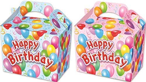 Playwrite Blue and Pink Happy Birthday Treat / Food Boxes for Pirate Party - Pack of 24