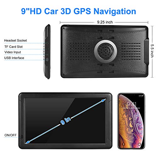 GPS Navigation System, 7 inch Bluetooth 8GB 256MB Car Truck Lorry Satellite Navigator Device with Post Code POI Search Speed Camera Alerts, with UK&EU 2019 Maps Lifetime Free Update (9inch)