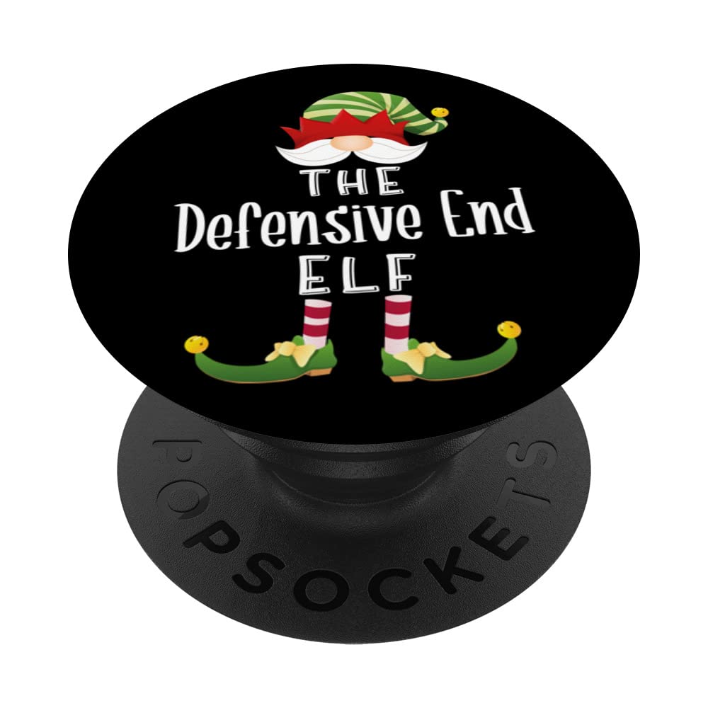 Defensive End Elf Group Christmas Funny Pajama Party PopSockets Swappable PopGrip