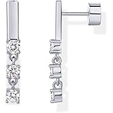 PAVOI 14K Gold Plated 925 Sterling Silver Posts Mini Bar Drop Dangle Flatback Earrings for Women | Dainty Helix Cartilage Piercing Jewelry | Baguette Bezel Marquise Pearl Cubic Zirconia Screwback Stud Earrings