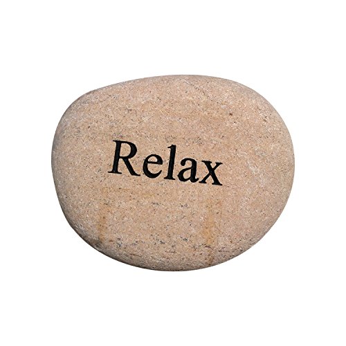 Garden Age Supply Relax Engraved Stone Inspirational Sandblast, Perfect Gorgeous Unique Gift Ideas, Natural Beach Pebble Rock