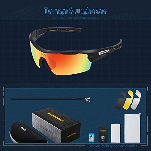 image for Torege Polarized Sports Sunglasses for Men Women Cycling Running Drivi