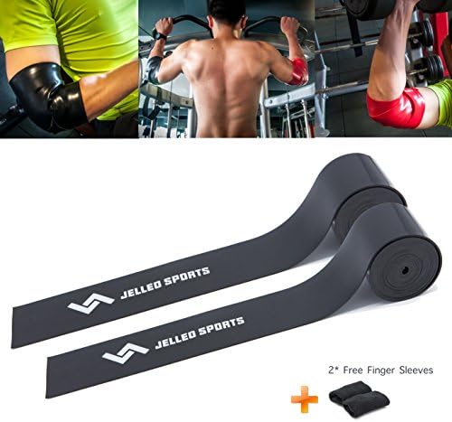 Jelleo Compression Bands - Tack and Floss Bands for Muscles Relieve &amp; Recovery - Warming up, Improving Mobility, Enhancing Circulation &amp; Reducing Soreness (2 Pack, Finger Protector Sleeve as Gift)