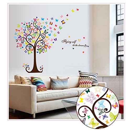 Smartcoco DIY Creative Romantic Butterfly Tree Wall Sticker Removable Wall Decals Kid Room Living Room Bedroom Decors - Thumbnail 7