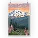 Lantern Press 9x12 Inch Art Print Wall D√©cor, Mount Rainier National Park, Washington, Bear and Spring Flowers