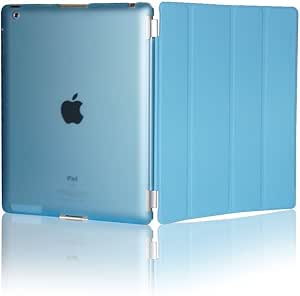 KHOMO DUAL CASE Blue Cover FRONT + Blue Crystal Back Protector with Rubberized Texture for Apple iPad 2 , iPad 3 &amp; iPad 4 (The new iPad HD)