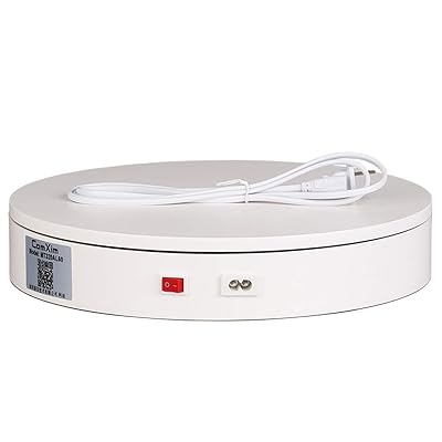 ComXim 110V Electric Rotating Turntable,12.59in(32cm) Diameter,Rotating by Random Direction, Applied to Product Photography, Still Life Photography, Product Display,Cake Display (White)