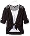 Amy Byer Girls' 2-Fer Top with Tie-Front Detail and Lace Back, Black, Medium