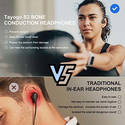 Tayogo Bone Conduction Headphones with Microphone Bluetooth