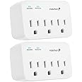 Fosmon 3 Outlet Surge Protector (2 Pack), 1200J Wall Mount Multi Plug Adapter Tap Extender, 1875 Watts Portable Travel Size f