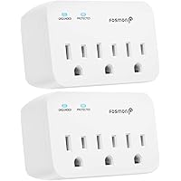 Fosmon 3 Outlet Surge Protector (2 Pack), 1200J Wall Mount Multi Plug Adapter Tap Extender, 1875 Watts Portable Travel…