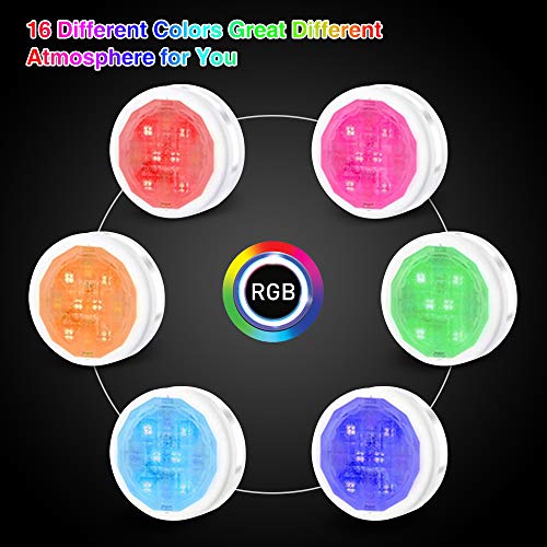 LED Closet Lights SOLMORE RGBW Wireless LED Puck Lights Under Cabinet Lighting Cabinet Lights Battery Powered Night Lights Under Counter Lighting with Remote Control Dimmer & Timing Function (9 Pack)