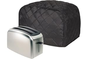 QEES Toaster Cover, Quilted Toaster Cover 2 Slice,Kitchen Small Appliance Covers, Toaster Cover Fits for Most Standard 2 slice Toasters, Universal Size Microwave Oven Dustproof Cover Women Gift (Black)
