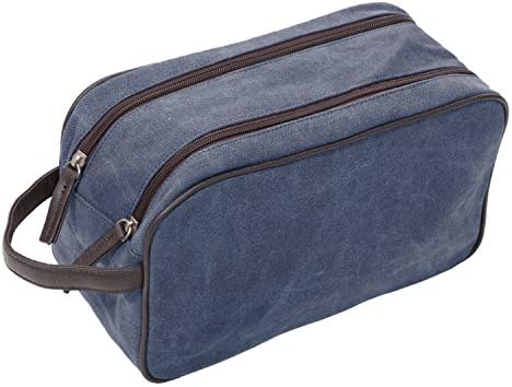 Occasionally Made 11" x 4" x 6.5" Denim Washed Canvas Dopp Kit, Blue