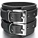 INBLUE Men's Alloy Genuine Leather Bracelet Bangle Cuff Silver Tone Black Cord Adjustable