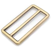 CRAFTMEMORE 2 Inch Metal Slide Buckle Bag Belt Strap Keeper Slider Triglide Adjuster Purse Making Accessories 4 pcs SCSL (2 Inches Slider, Brushed Brass)