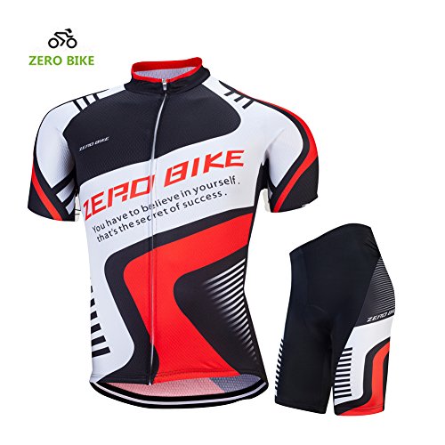 ZEROBIKEMen Breathable Quick Dry Comfortable Short Sleeve Jersey + Padded Shorts Cycling Clothing Set Cycling Wear Clothes
