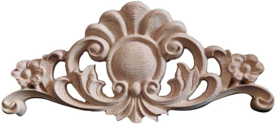 Wood Carved Corner Onlay, Wood Carved Applique Furniture Natural Decal Wood Color for Wood Carved Corner Onlay Vintage Applique Frame Wall Doors Furniture Decorative