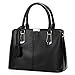 OURBAG Women Leather Handbags Fashion Top Handle Bag Cross body Shoulder Bag for Ladies Black Medium
