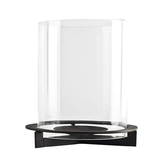 Windlicht Nobel aus Metall | mit extra großem Glaszylinder | modernes Design | Für große bis sehr große Kerzen | schwarzer Ei