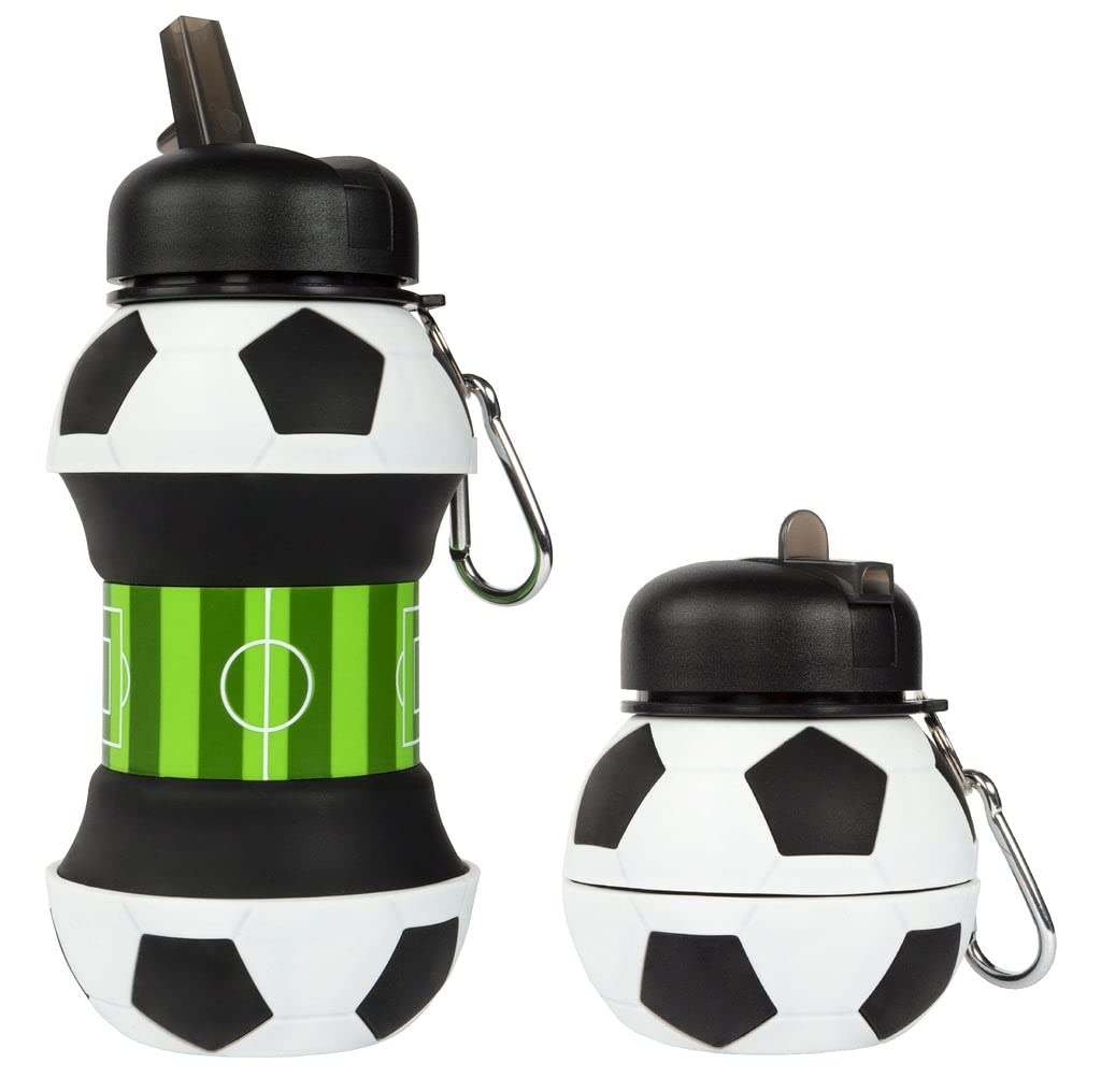 Orthotic Products Football Water Bottle - Unique Football Gifts for Boys and Girls - Cool Kids Collapsible, Leakproof BPA Free 550 ml