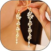 14K Gold Threader Earrings for Women Long Leaf Chandelier Dangle Drop Earrings Silver Plated CZ Tassel Earrings Jewelry Gifts for Her