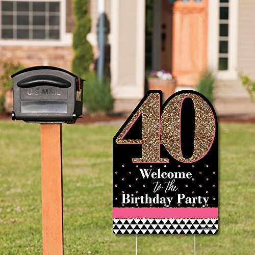 Big-Dot-of-Happiness-Chic-40th-Birthday-Pink-Black-and-Gold-Party-Decorations-Birthday-Party-Welcome-Yard-Sign