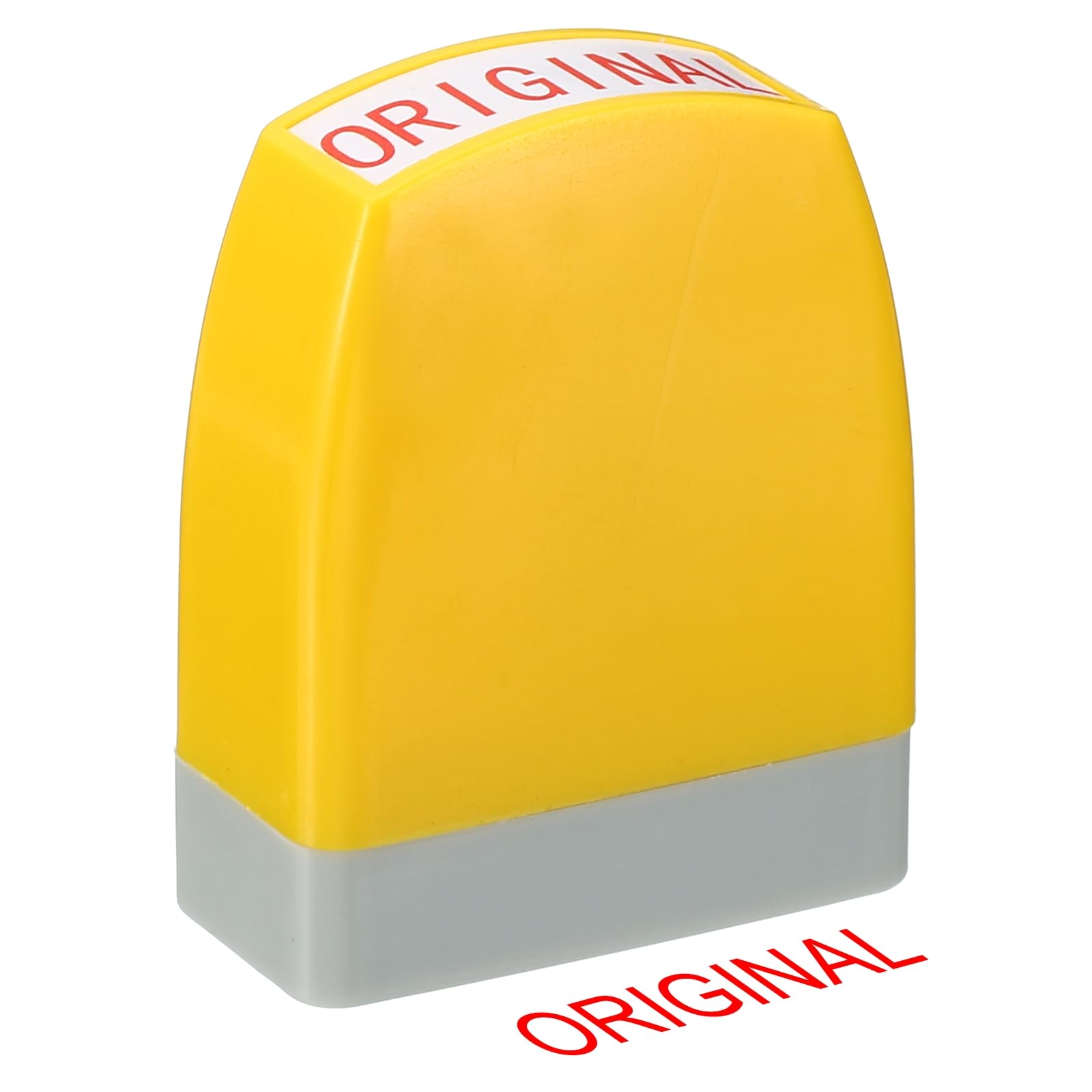 PATIKIL Original Time Notice Self Inking Stamp - Red Ink Office Pre Inked Message, Refillable Business Stamp - Yellow