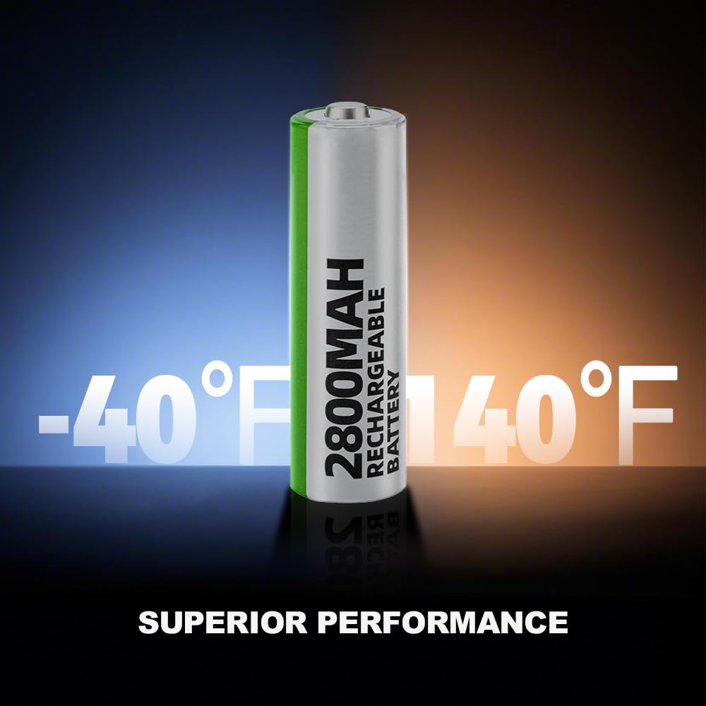 AA Rechargeable Batteries 2800 mAh High Capacity 1300 Cycle,1.2V NiMH Low Self Discharge AA Battery,12 Pack