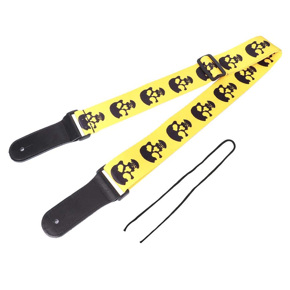 Guitar Strap Adjustable,Skull Pattern Leather Head Guitar Shoulder Strap for Acoustic Electric Bass Ukulele (yellow) Playing Accessories Performance Accessories