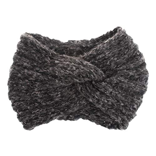 Pongfunsy Women Girls Headband, Women Winter Cross Braided Headband Knitted Twist Headband Warmer Head Wraps Headwear (Gray)