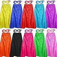 Adults Superhero Capes and Masks Bulk for Men Women Super Hero Dress Up Costume Party Supplies, 10 Pack