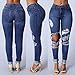 Happyear Women Hole Jeans High Waist Ripped Denim Skinny (M, Blue 2)