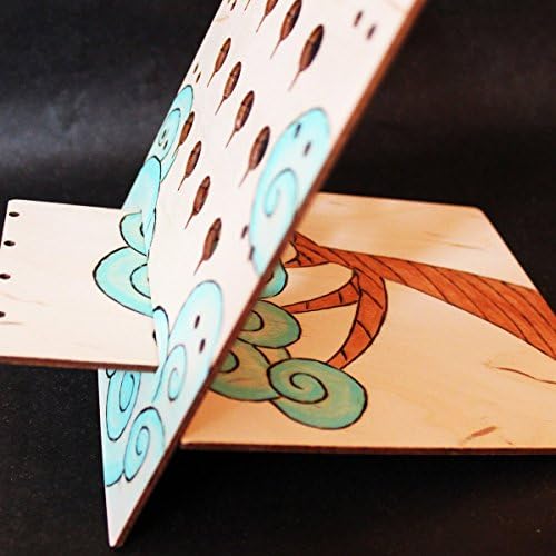 24-Pair Handmade Earring Organizer, Double-Sided Design: Yummy Caramel Tree and Cute Rabbit with Daisy, Wood Holder for Studs, Tassels and Hanging Earrings with Ring Tray