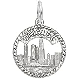 Chicago Skyline Charm In Sterling Silver, Charms