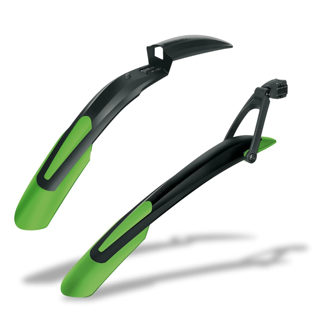 SKS GERMANY BLADE SET GREEN 26" - 29" mudguard set with quick-release fastening, bicycle splash guard (ideal bicycle accessories for mountain bikes, consisting of SHOCKBLADE & X-BLADE), green