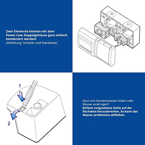 ALING-CONEL 2-fach Aufputz Schutzkontakt Steckdose mit Klappdeckel 16A/250V~ / IP44 - Grau (10er Set) – Bild 6
