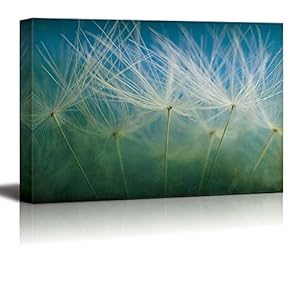 Dandelions on a Green and Blue Gradient Background - Canvas Art Home Art - 12x18 inches