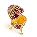 Apropos Hand- Painted Rich Red Vintage Style Faberge Egg with Gold Finish, Rhinestones, Enamel Jewelry Trinket Box