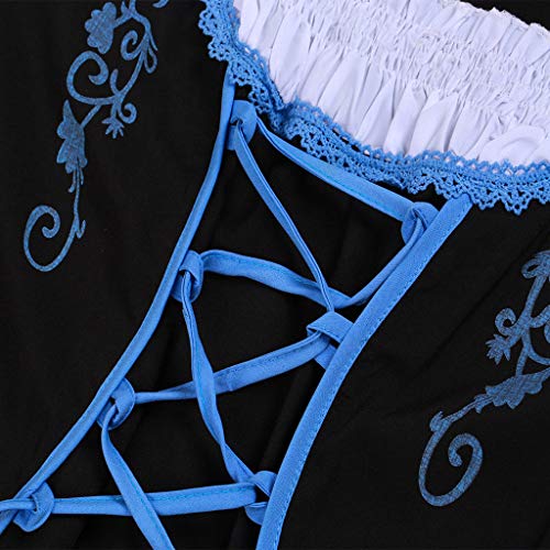 Women Oktoberfest Costume Girl Bavarian German Dirndl Maiden Dress Carnival Halloween Cosplay Party Waitress Clothes (M, Blue)